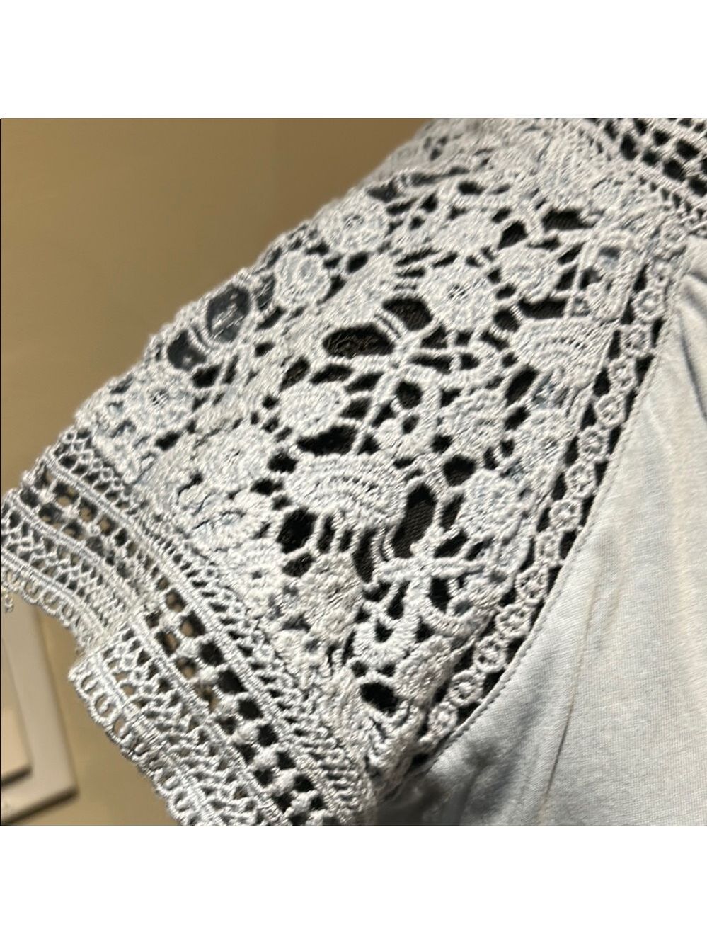 Lauren Ralph Lauren Light blue Cap Lace Sleeve Blouse - Picture 3 of 5